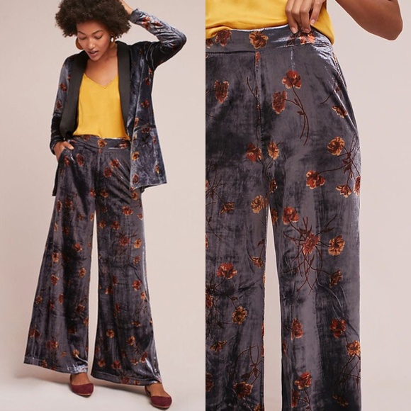Anthro Jessie Velvet Wide-Legged Pants Ett wa - Picture 2 of 5